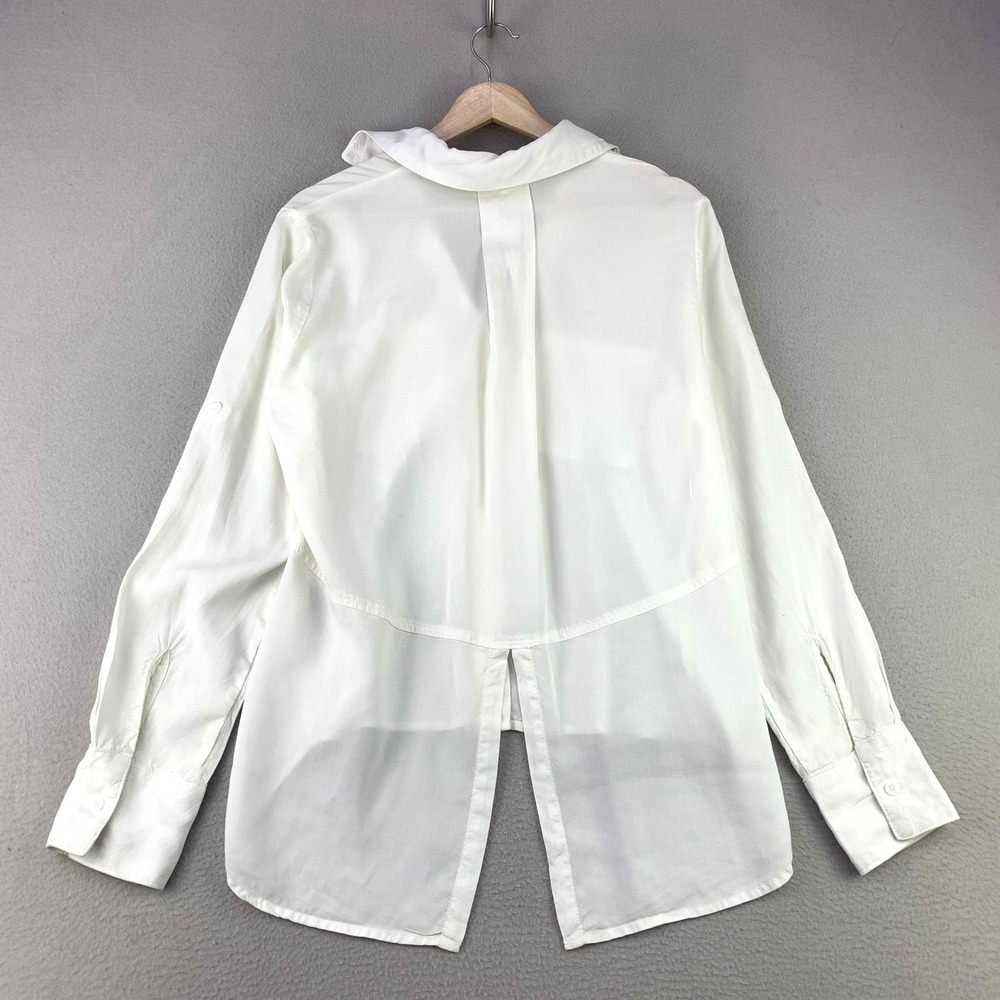 Cloth & Stone Anthropologie Button Down Shirt Womens S White Beach Tencel Pocket - Picture 3 of 11